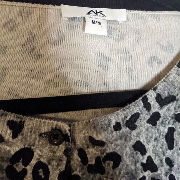 ANNE Klein Leopard Print Cardigan Sweater - Picture 2 of 4